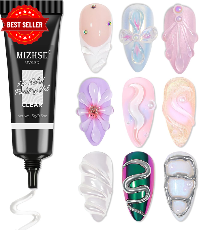 3D Nail Gel Sculpting Gel Glue 15G, Clear Builder Gel for Nails Art | No Wipe So