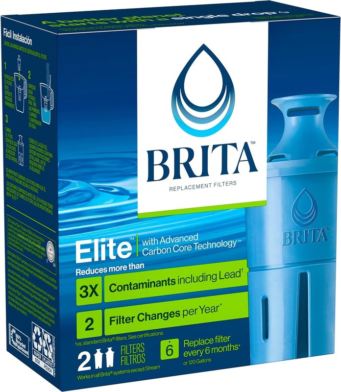 Brita Elite Water Filter Replacements for Pitchers and Dispensers, Reduces 99% o