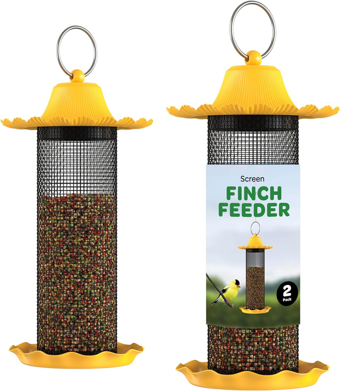 S For Outside Set Of 2 0.7 Lb Capacity Yellow Wild Bird Feeders