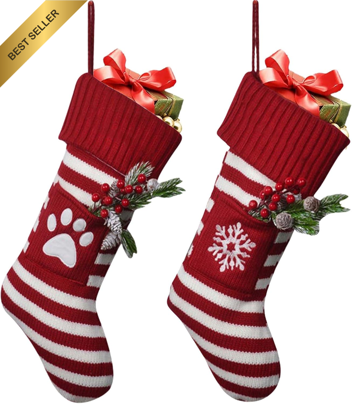 46Cm Large Cable Knit Xmas Stocking Candy Bag Fireplace Tree Decor