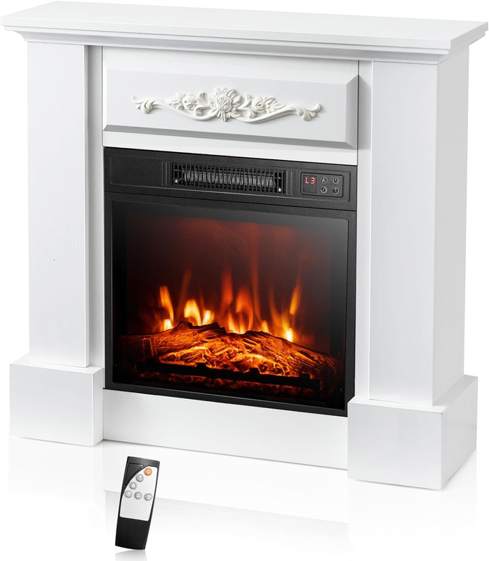 With Mantel, 1400w Freestanding Mantel Fireplace Heater With