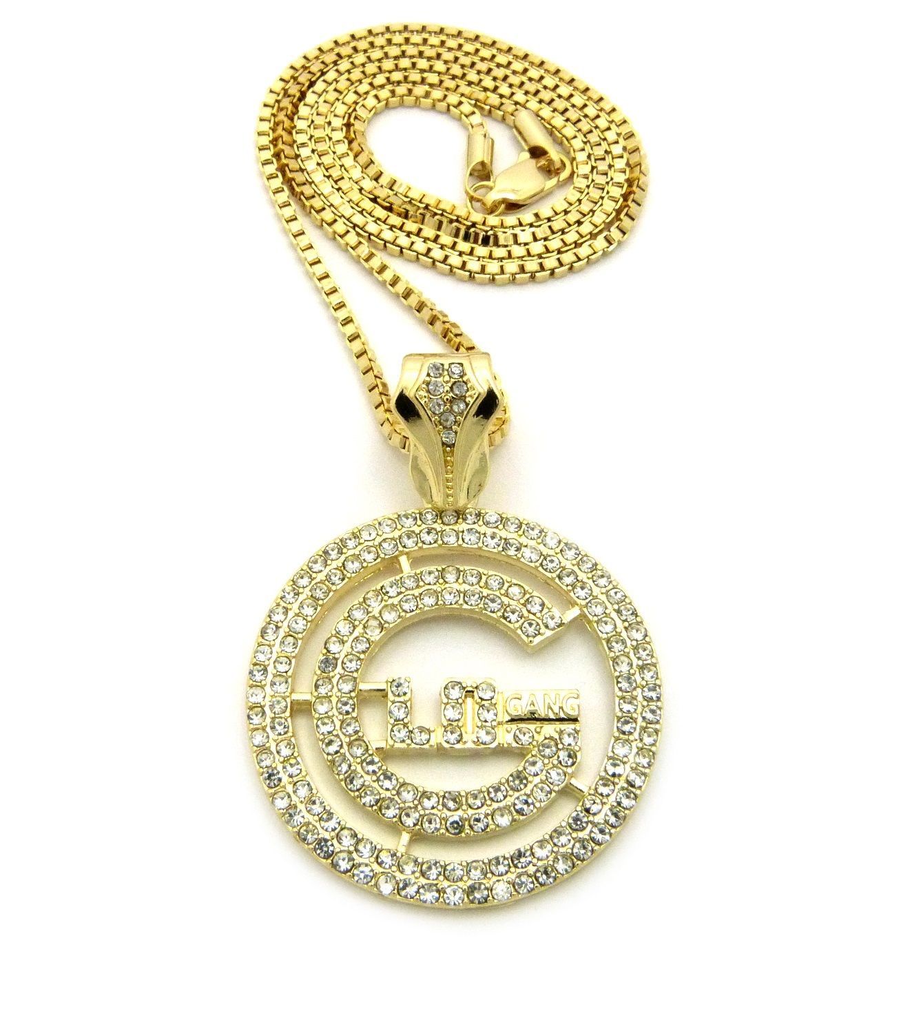 Iced Hip Hop Pave Micro Glo Gang G Pendant 2mm 24