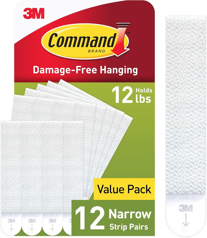 3M ™ Narrow Picture Hanging Strips, 12 Pairs (24 Strips) - Easily Removable, Dam