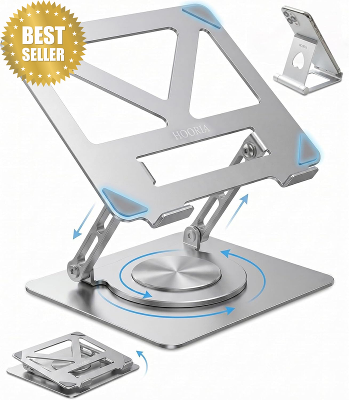 Adjustable Laptop Stand for Desk with Mobile Stand - Foldable & 360° Rotating La