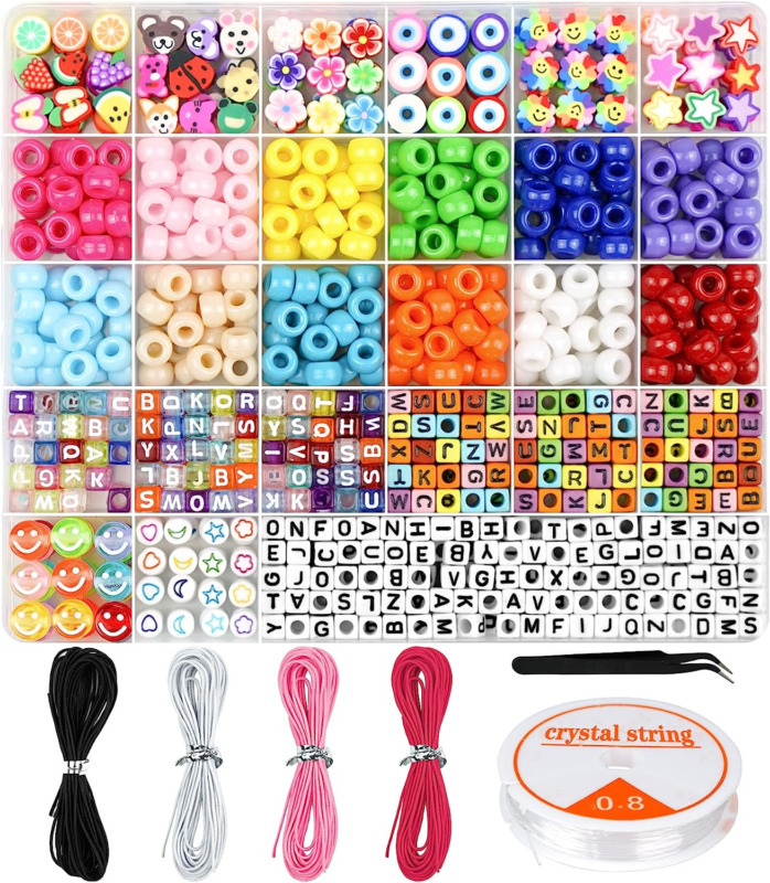 Bracelet Making Kit - Pony, Polymer Clay, Smile Face &