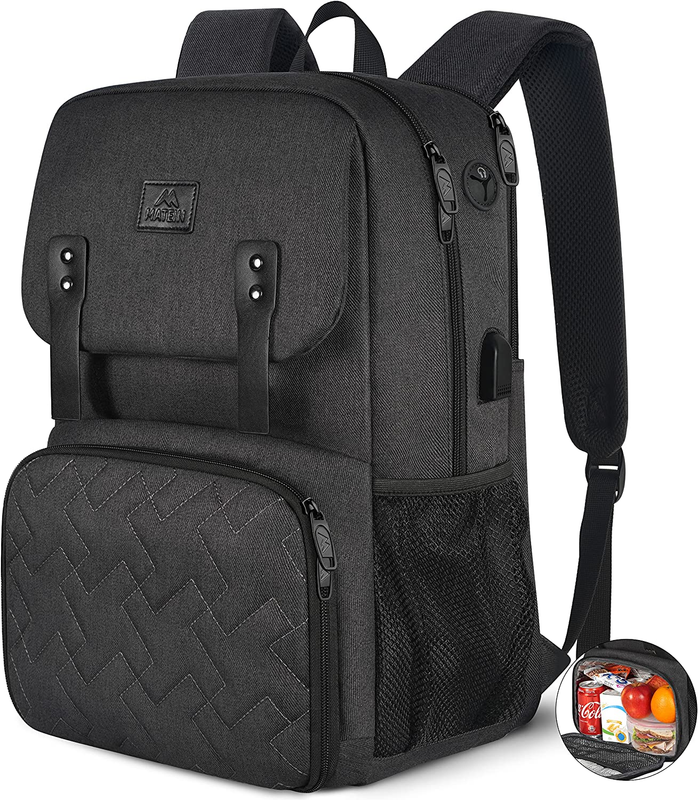 Lunch Backpack for Women Insulated Cooler Work Business Bag USB Charging Black