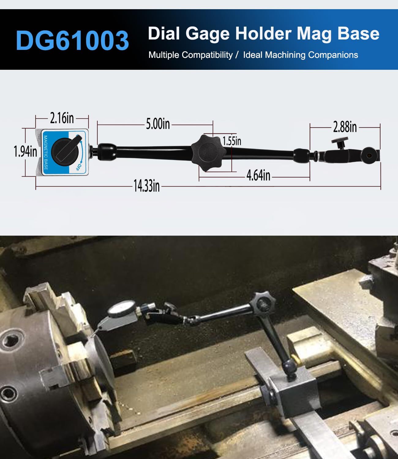 for Noga DG61003 Magnetic Base 176 lb. Holding Power Dial Test Indicator Holder