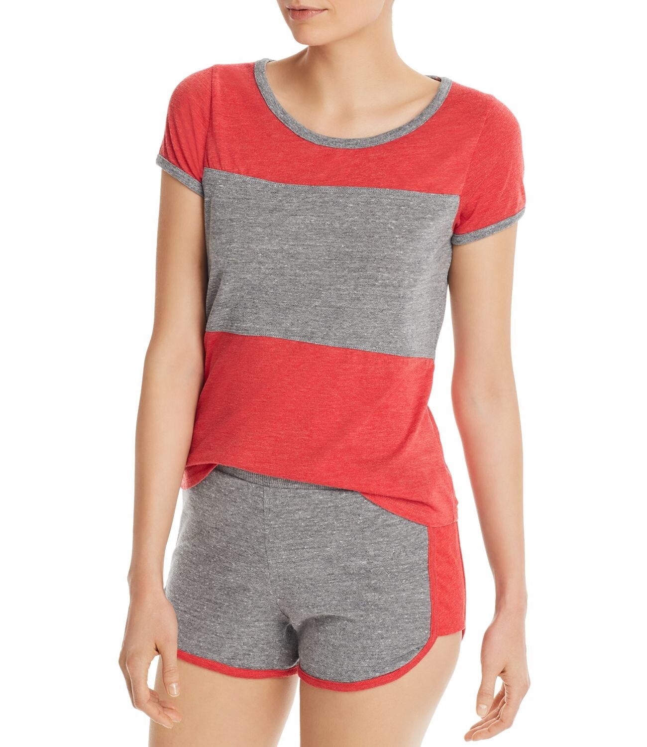 Chaser 252978 Women's Color Block Red Heather Gray Tee Size XS