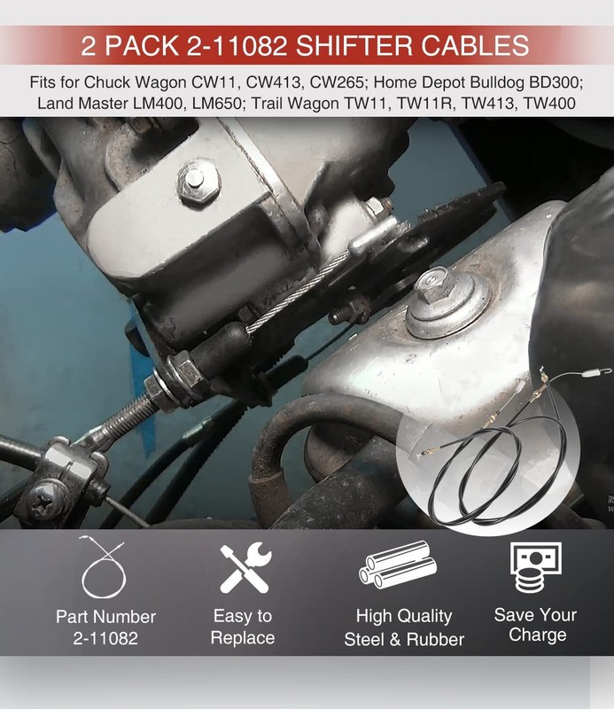 2-11082 Shifter Cables for Chuck Wagon CW-11 CW-413, Trail Wagon, Land Master