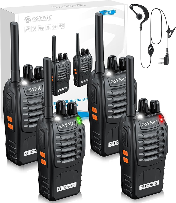 4 Pack Set Long Range Walkie Talkie 50 Mile Two Way Radio Charge Waterproof