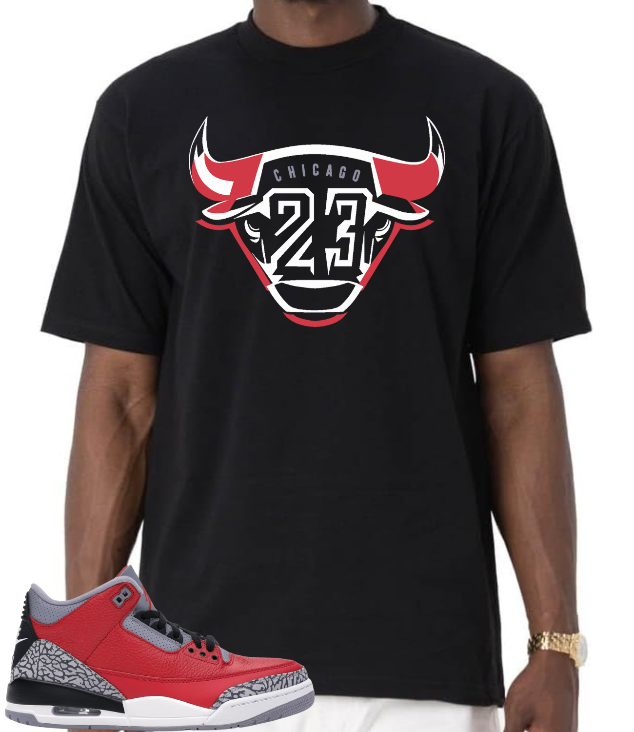 ФУТБОЛКА В ТОН ФУТБОЛКЕ AIR JORDAN RETRO 3 RED CEMENT CHICAGO HEAVY WEIGHT