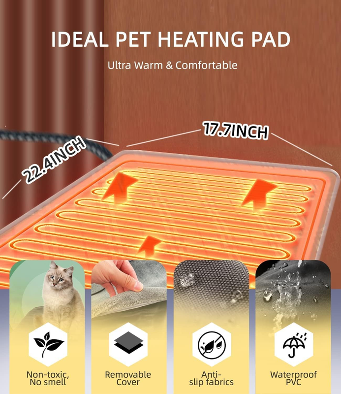 Dog Cat Heating Pad Pressure Activated Pet Heating Pad Safe Automatic Electri...