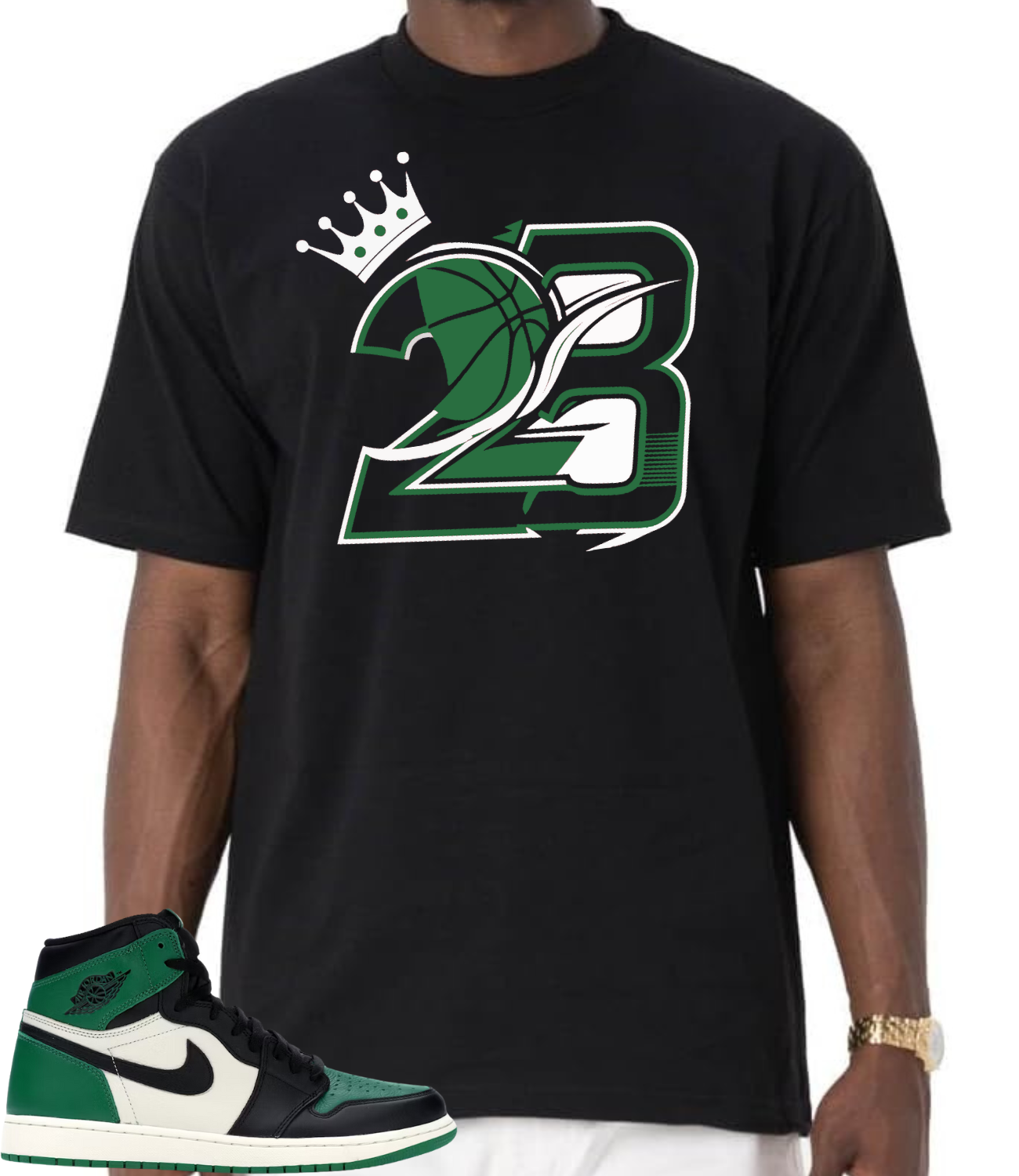 ФУТБОЛКА В ТОН ФУТБОЛКЕ JORDAN RETRO 1 PINE GREEN 2020 CROWN 23 В ТЯЖЕЛОМ ВЕСЕ