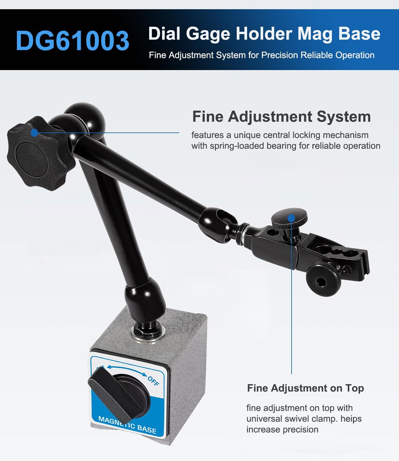 for Noga DG61003 Magnetic Base 176 lb. Holding Power Dial Test Indicator Holder
