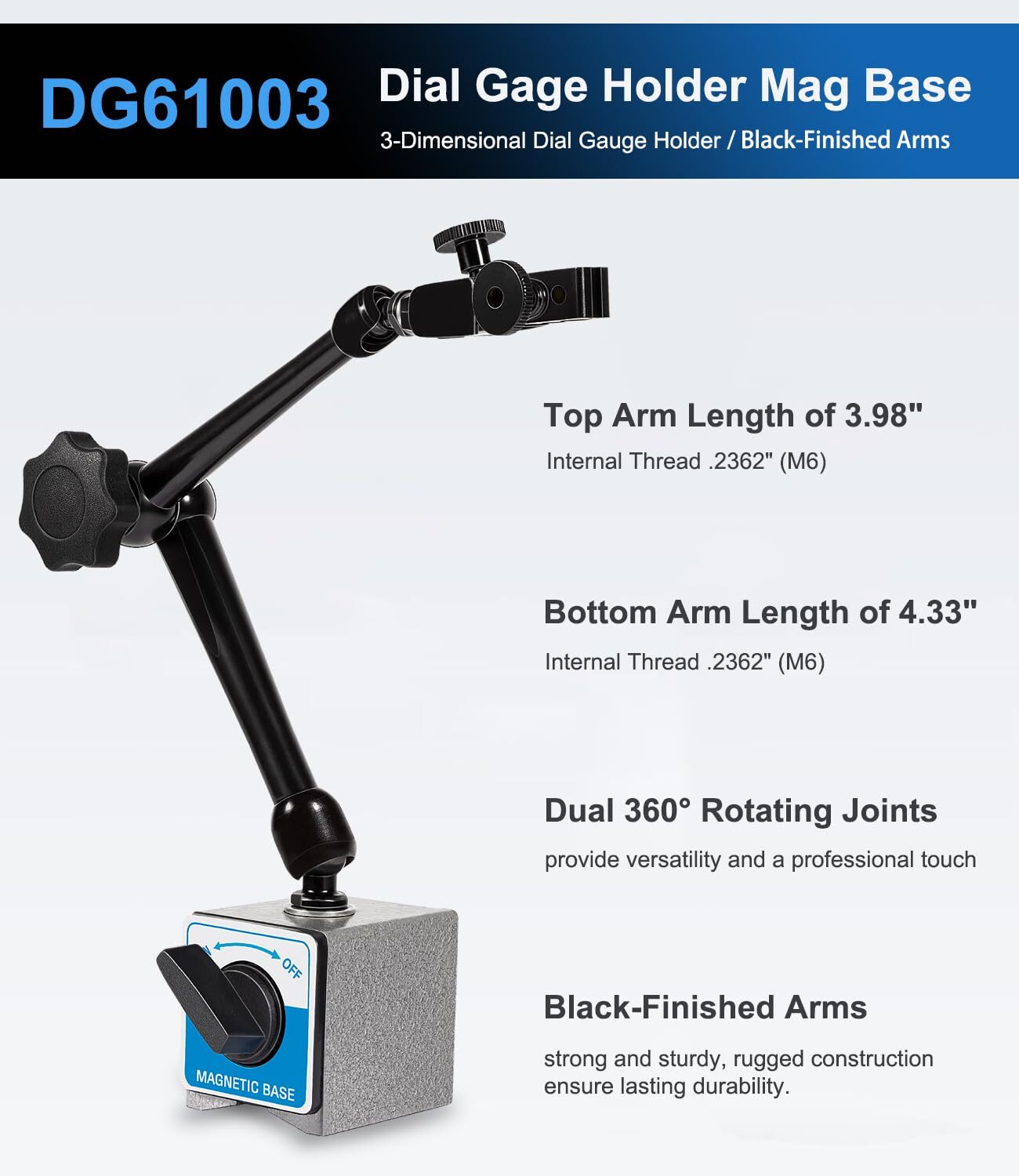 for Noga DG61003 Magnetic Base 176 lb. Holding Power Dial Test Indicator Holder