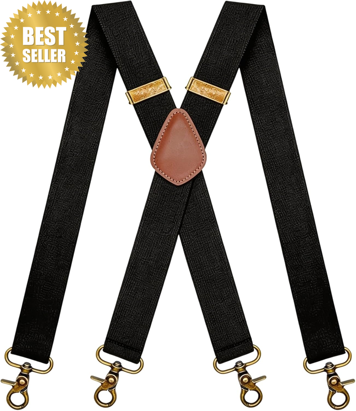 Heavy Duty 4 Clip Suspenders for Men X Back Adjustable Elastic Suspenders Premiu