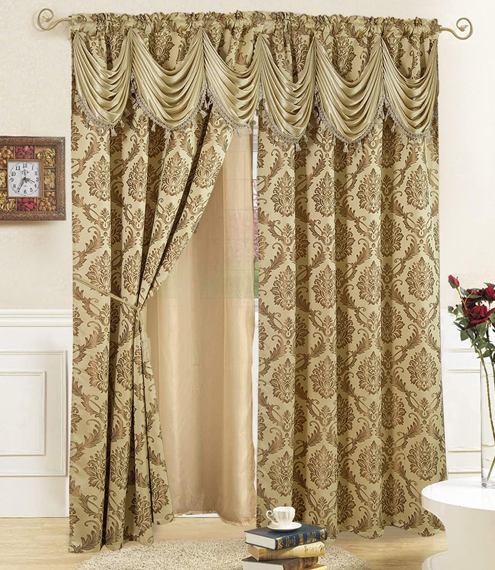 Cortinas De Ventana Jacquard Para Sala De Estar Con Volante Adjunto Dormitorio
