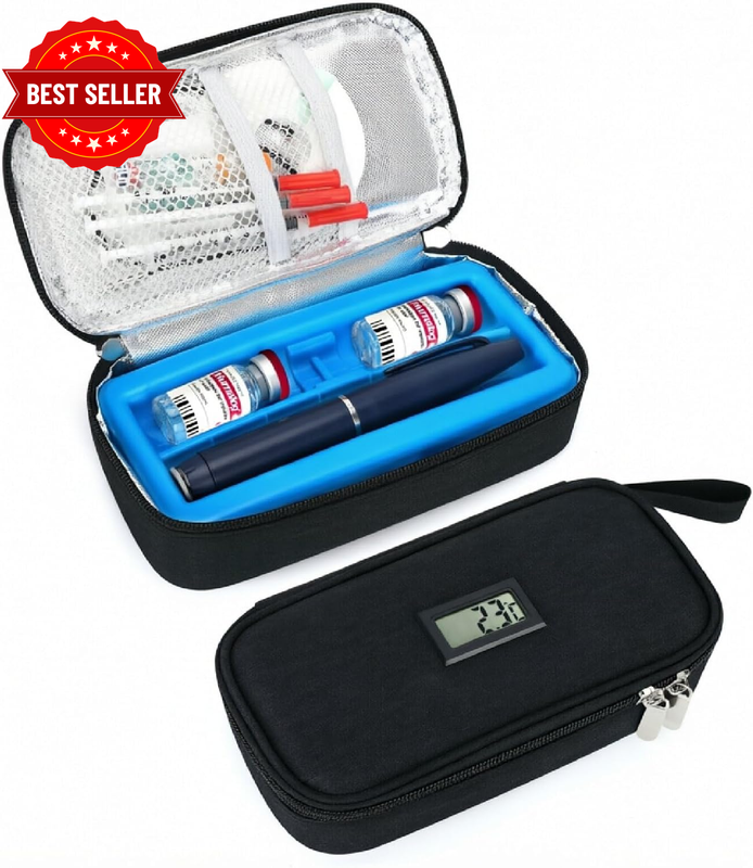 Insulin Vial Cooler Travel Case with Temp Display,Tsa Approved Portable Carrying