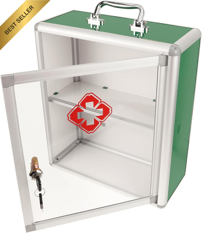 Wall Mounted First Aid Box Large Capacity Medicine Cabinet with Transparent Door