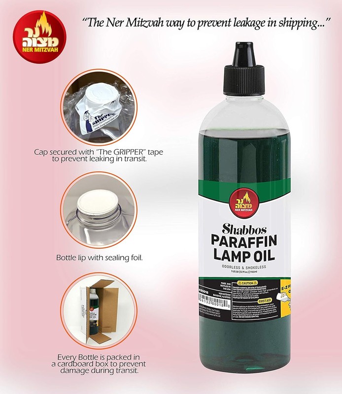 Ner Mitzvah Paraffin Lamp Oil - Green Smokeless, Odorless, Clean Burning Fuel...