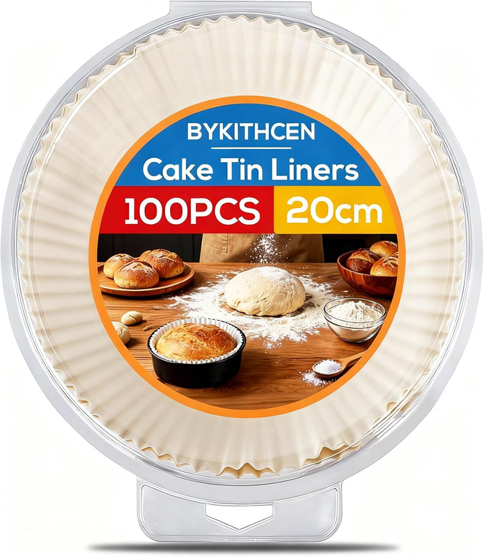 BYKITCHEN 8 Inch round Cake Tin Liners, 20CM Baking Parchment Paper, 100 Count