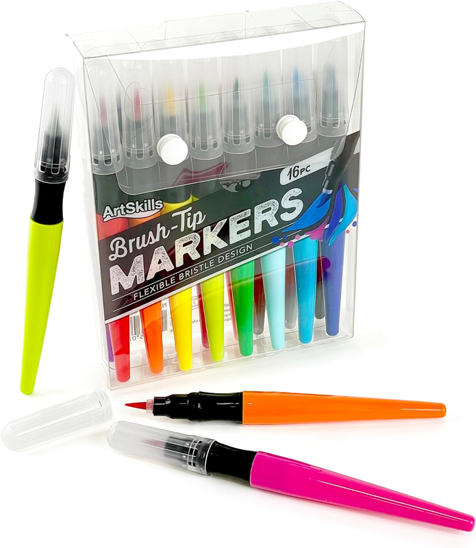 Washable Paint Brush Pens, Mess Free Brush Tip Markers for Adult Coloring, Brush