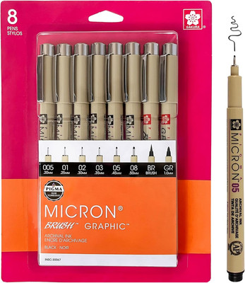 Pigma Micron Fineliner Pens - Archival Black Ink Pens - Pens for Writing, Drawin