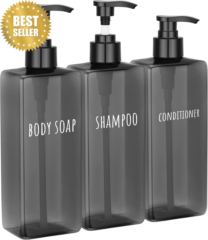 Shampoo and Conditioner Dispenser, 3 Pcs 500Ml Soap Dispenser Set in Plastic, Ha