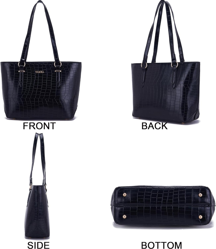 Purses for Women PU Leather Medium Tote Satchel Handbags with Matching Wrist Bag
