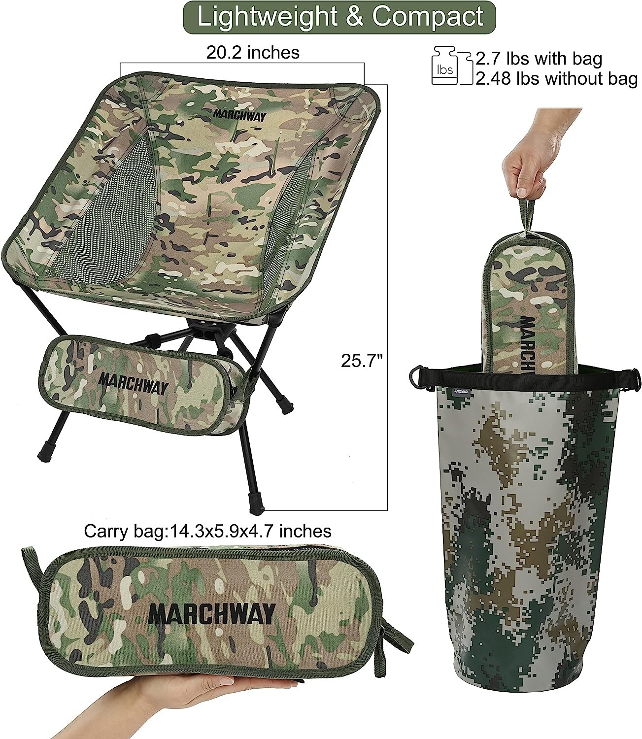 Stable Ultralight Portable Camping Chair - Folding - Outdoor Camp, Travel, Beach
