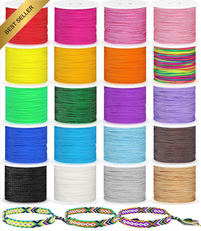 20 Rolls Nylon String for Bracelets,  1000Yards Chinese Knotting Cord Nylon Bead