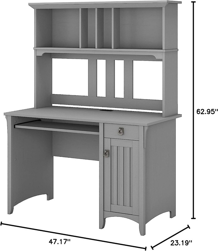 Salinas Computer Hutch | Study Table with Drawers, Cabinets & Pullout Keyboard/L