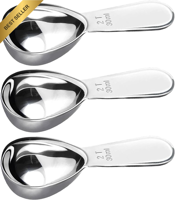 18/8 Stainless Steel Coffee Scoop Set of 3, 30ml (2Tbsp) for Coffee, Tea, Sugar,