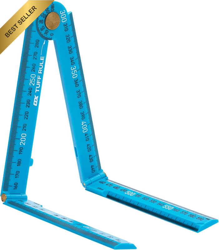 Pro Tuff Cyan Folding Ruler Carpenter Angle Measure ABS Plastic Ruler