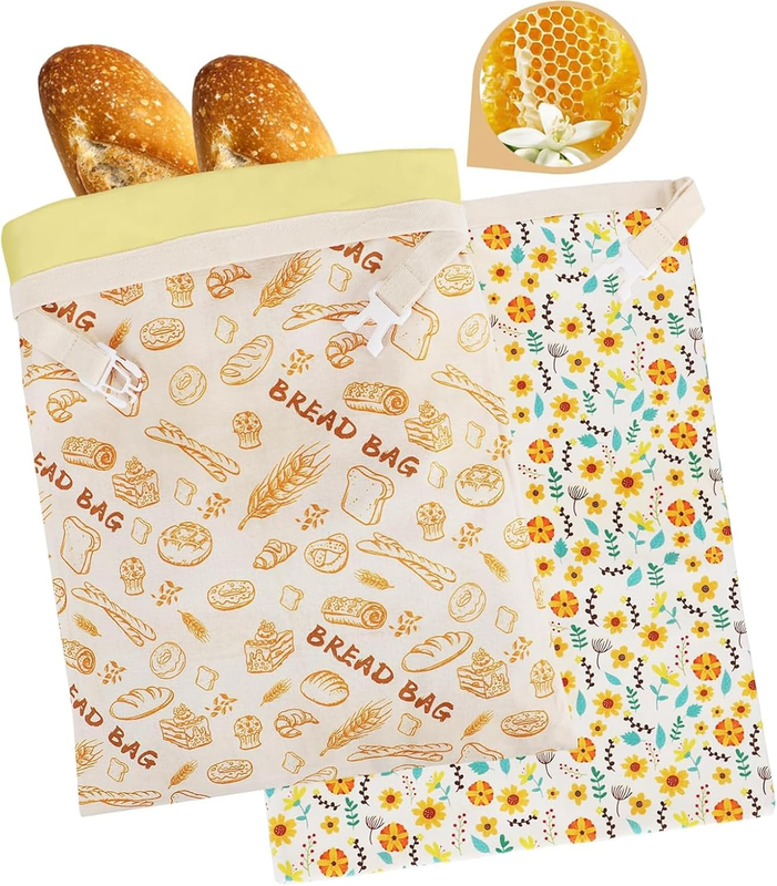 2-Pack Reusable Beeswax Bread Bags - Large 17X13 Inch for Sourdough & Homemade B