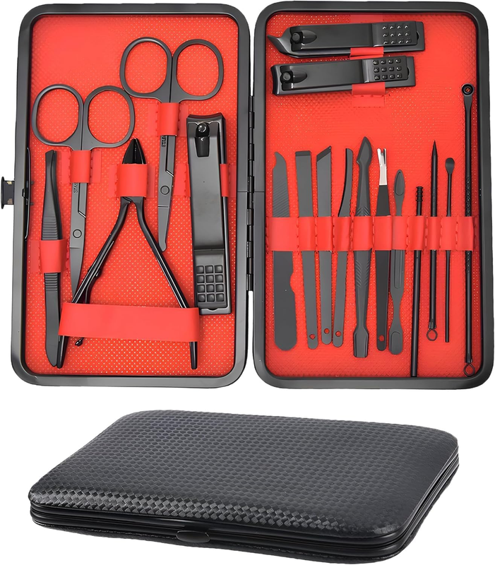 18 in 1 Professional Manicure Set, Stainless Steel Nail Clippers Set, Portable G