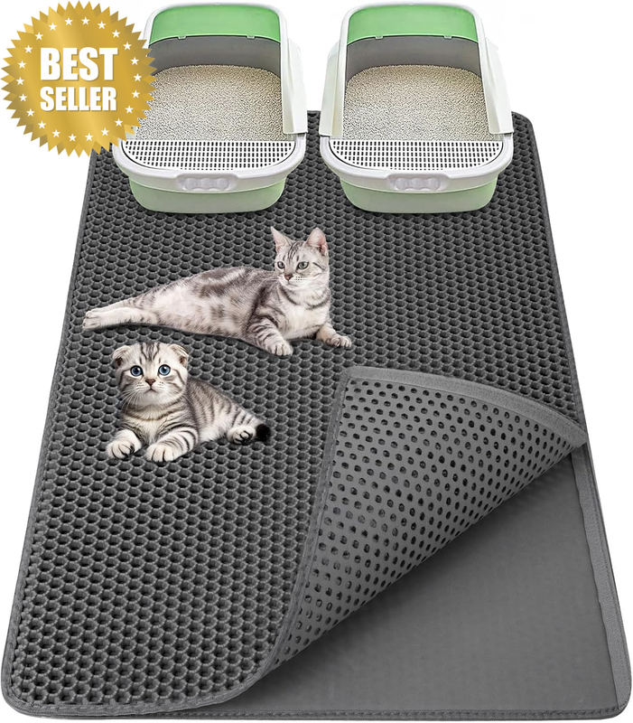 Cat Litter Mat 36"X 24" Double Layer Waterproof Kitty Cat Litter Trapping Mat, E