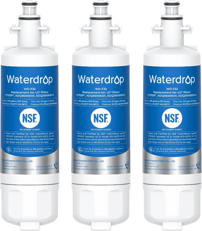 469690 ADQ36006101 Refrigerator Water Filter, Replacement for LG® LT700P®, ADQ36