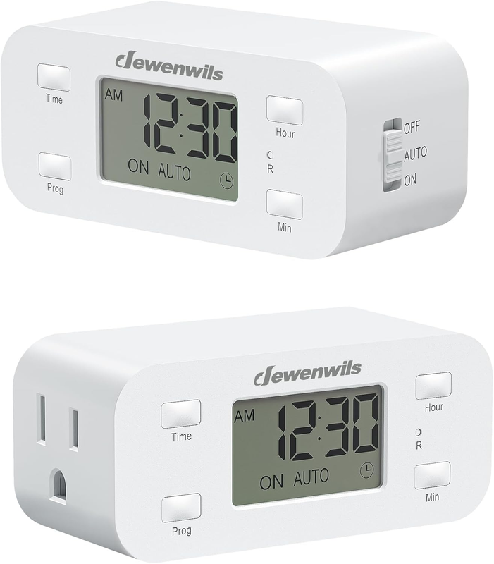 24 Hour Programmable Digital Timer Outlet, 2 Pack Timers for Electrical Outlets,