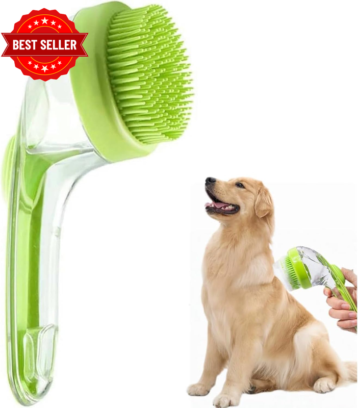 Dog Bath Brush with Handle, Dog Scrubber, Shampoo Brush & Bubble Maker for Bath