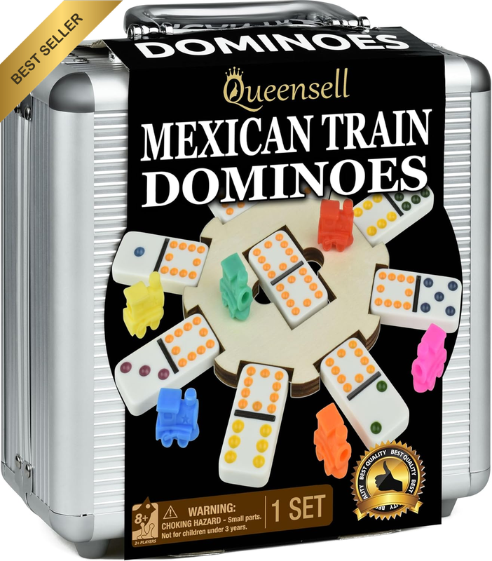 Mexican Train Dominoes Double 12 Set Wooden Hub Family Game