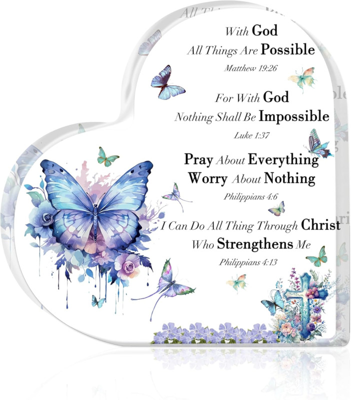 Godly Religious Christian Acrylic Gifts For Women Purple Butterfly Everyday