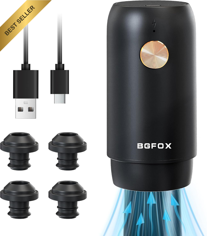 Electric Wine Saver Pump with 4 Reusable Vacuum Stoppers, Automatic Wine Air Rem