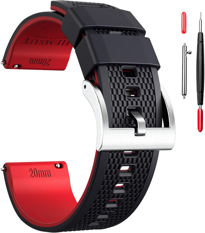 Hemsut H Silicone Watch Band, Quick Release Sport Strap 18Mm 20Mm 22Mm
