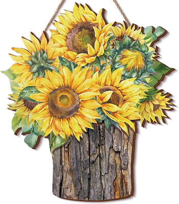 Wooden Sunflower Wall Decor Hanging Sunflower Outdoor Decor Rustic Flower Wall A