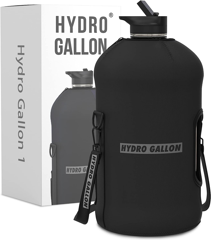 1 Gallon Water Bottle With Straw Vacuum Insulated Bottle Shoulder Strap Gym Jug