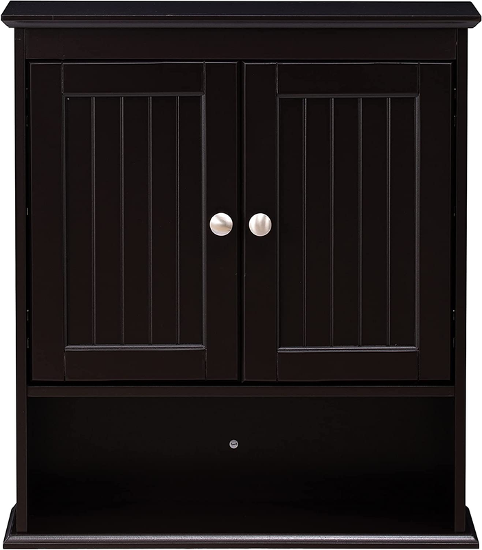 Bathroom Cabinet Wall Mounted, Wood Hanging Cabinets with Doors and Shelves, Med
