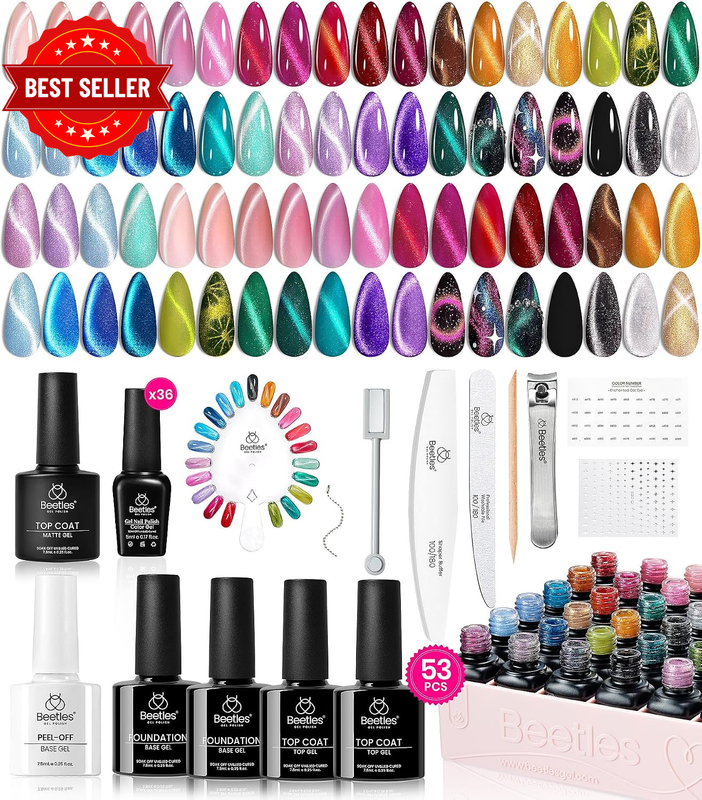 Beetles Cat Eye Gel Nail Polish Set 36 Colours with Magnet and Top Coats