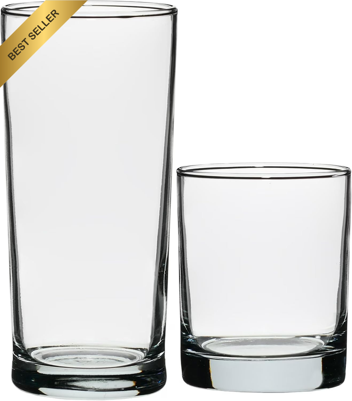 Chelsea Drinking Glass 12-Piece Set – Includes 6 Tall Tea Glasses and 6 Short Ro