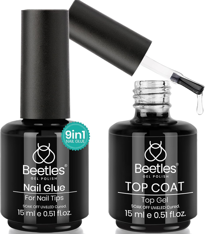 Beetles 2 in 1 Nail Glue Base Gel and Top Coat Set